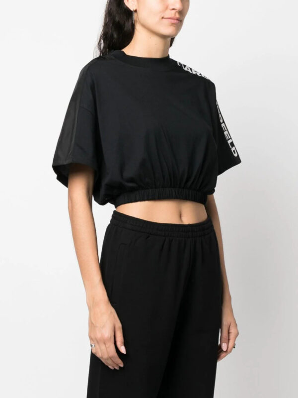 Karl Lagerfeld  logo-print cropped T-shirt - Image 3