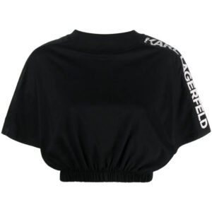 Karl Lagerfeld  logo-print cropped T-shirt