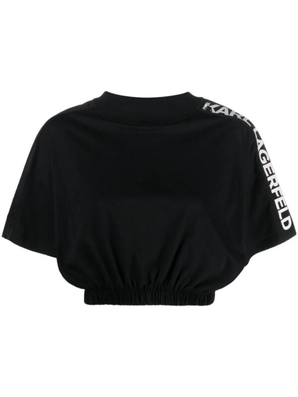 Karl Lagerfeld  logo-print cropped T-shirt