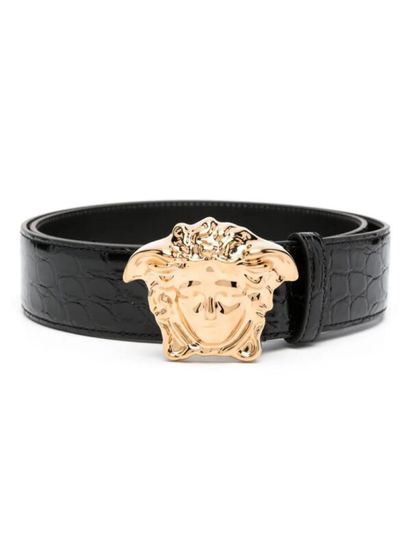 Versace  La Medusa crocodile-embossed leather belt