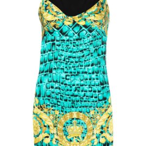 Versace Barocco-print slip minidress