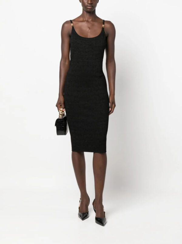 Versace  Croc-jacquard sleeveless midi dress - Image 2
