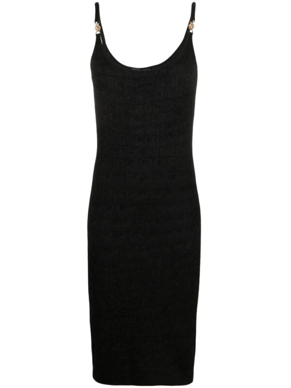 Versace  Croc-jacquard sleeveless midi dress