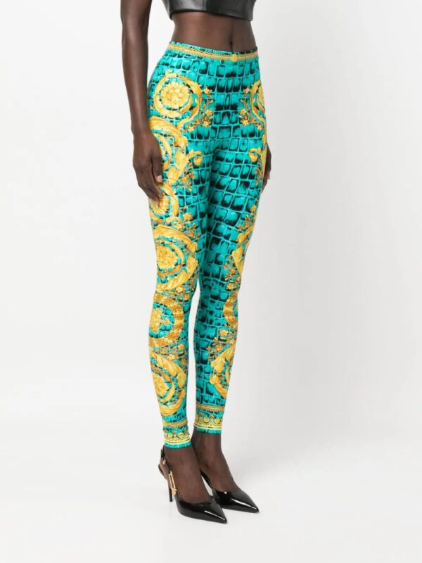 Versace  Barocco-print slip-on leggings - Image 3