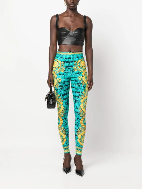 Versace  Barocco-print slip-on leggings - Image 2