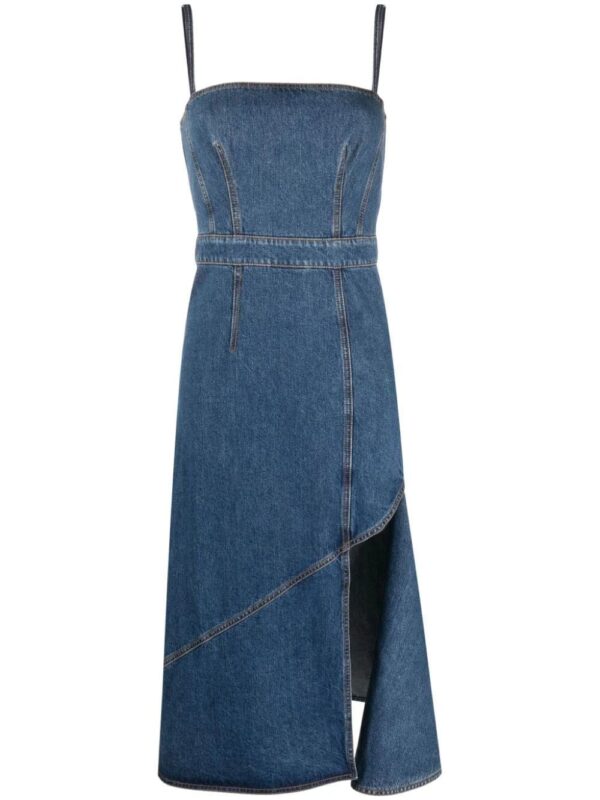 Alexander McQueen  asymmetric denim midi dress