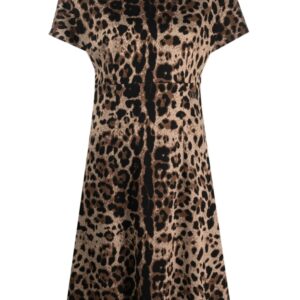 Dolce & Gabbana leopard-jacquard short-sleeved dress