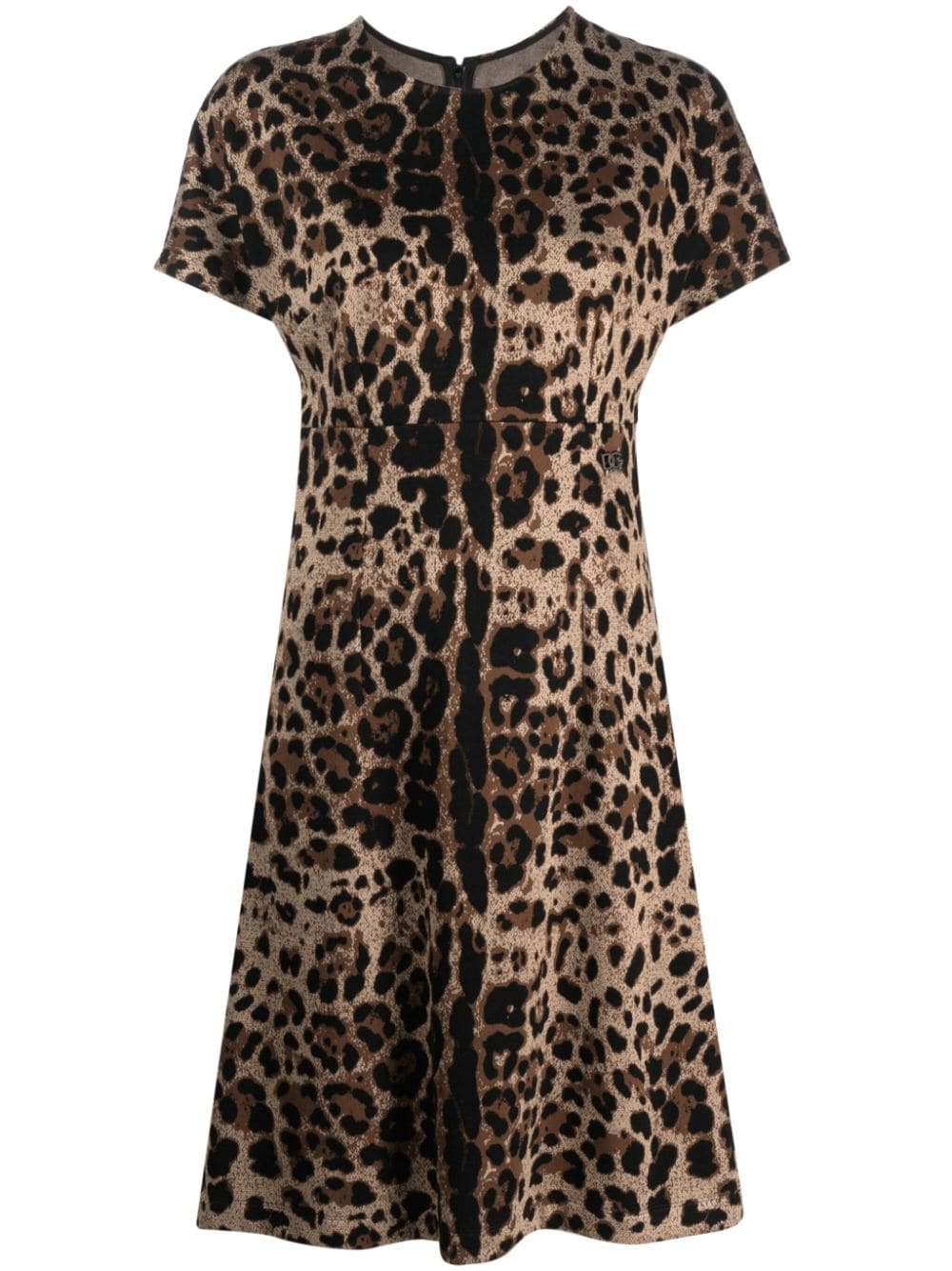 Dolce & Gabbana leopard-jacquard short-sleeved dress