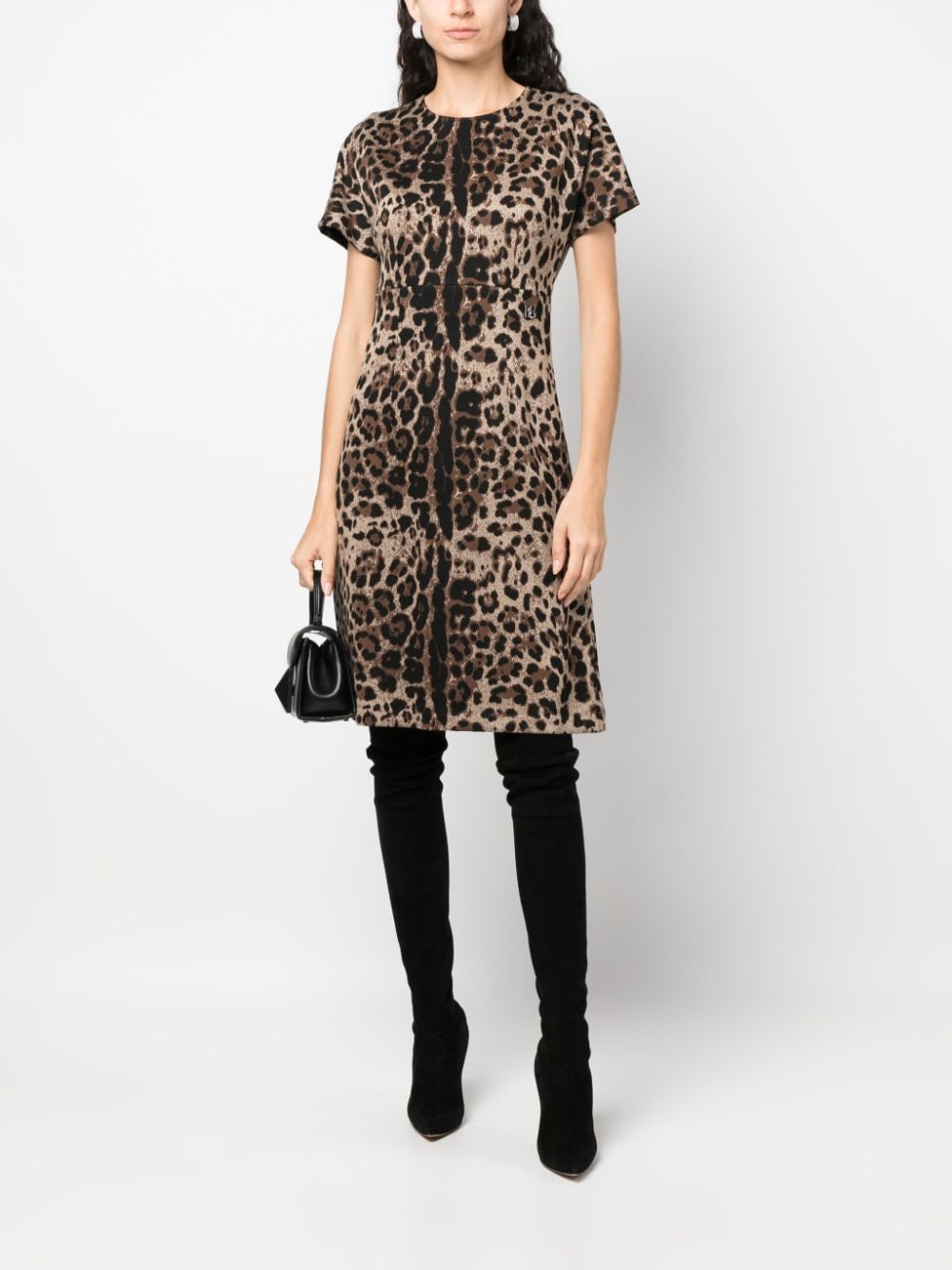 Dolce & Gabbana leopard-jacquard short-sleeved dress - Image 2