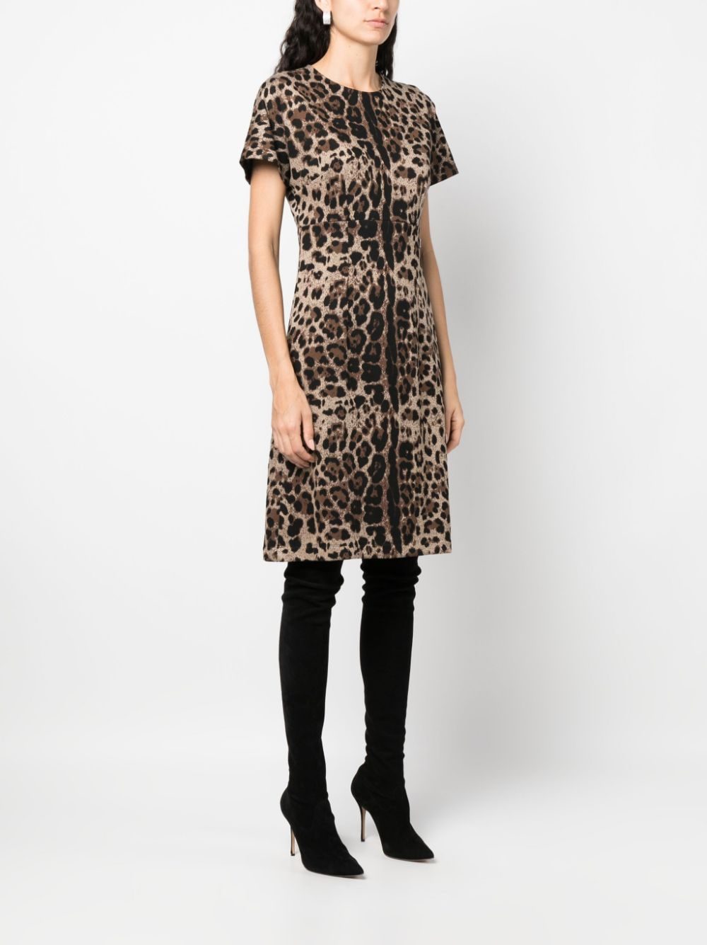 Dolce & Gabbana leopard-jacquard short-sleeved dress - Image 2