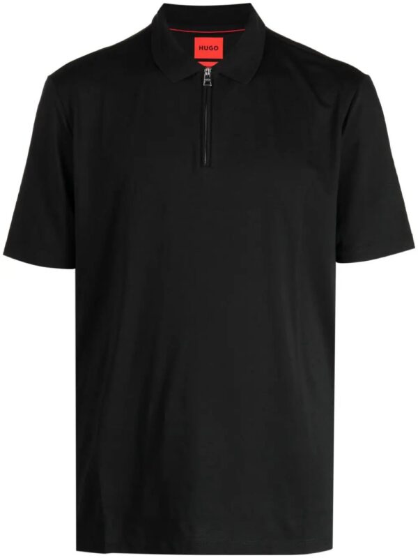 HUGO  half-zip cotton blend polo shirt