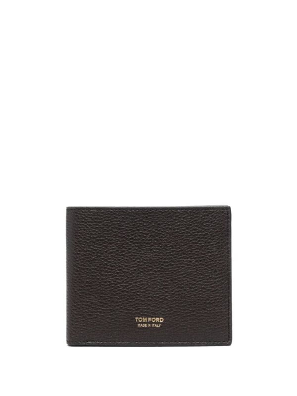 TOM FORD logo-lettering grained leather wallet