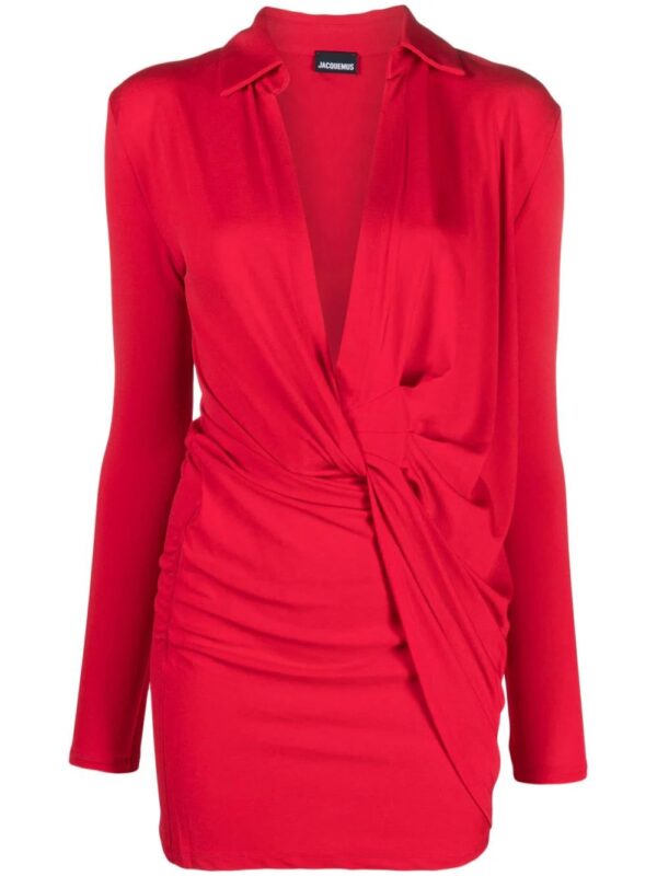 Jacquemus  twist plunge jersey minidress