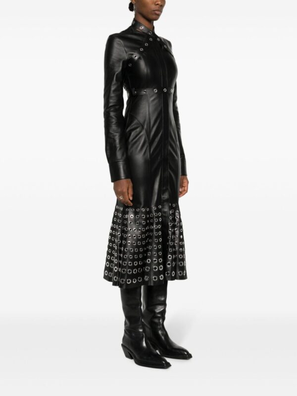 Off-White eyelet-embellished leather midi dress - Image 3