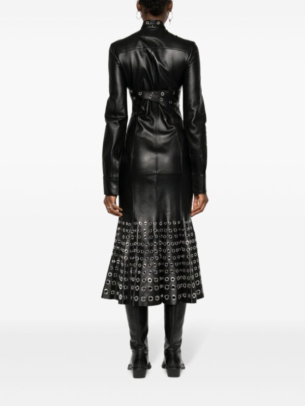 Off-White eyelet-embellished leather midi dress - Image 4