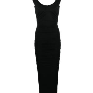Off-White round-neck sleeveless gown