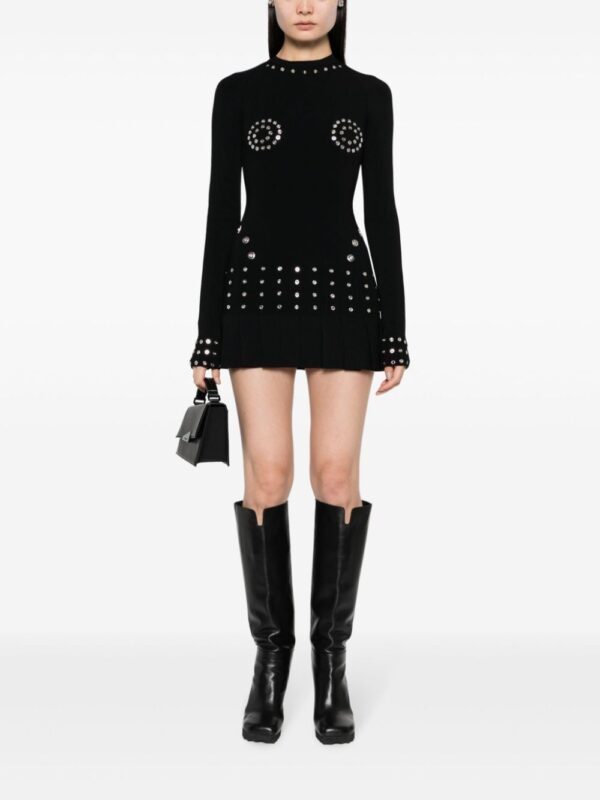 Off-White  eyelet-embellished pleated minidress - Image 2