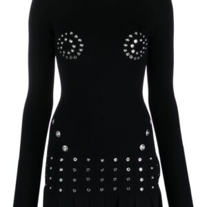 Off-White  eyelet-embellished pleated minidress