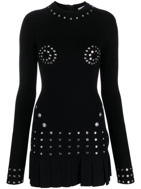 Off-White  eyelet-embellished pleated minidress