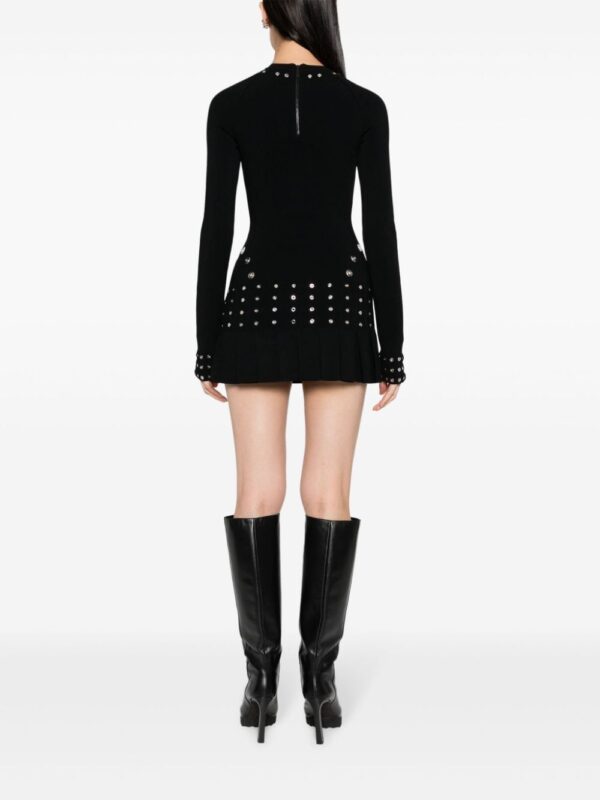 Off-White  eyelet-embellished pleated minidress - Image 4