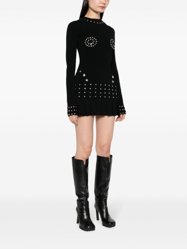 Off-White  eyelet-embellished pleated minidress - Image 3