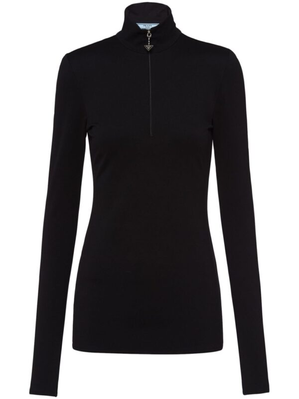 Prada triangle-logo roll-neck top