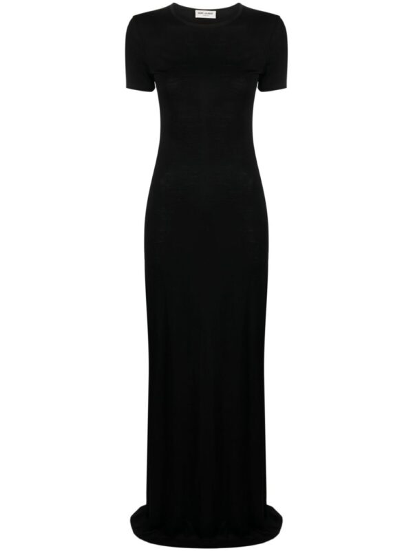 Saint Laurent crew-neck wool maxi dress