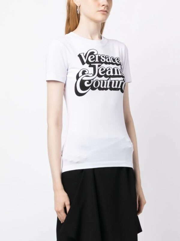 Versace  rhinestone-embellished logo-print T-shirt - Image 3