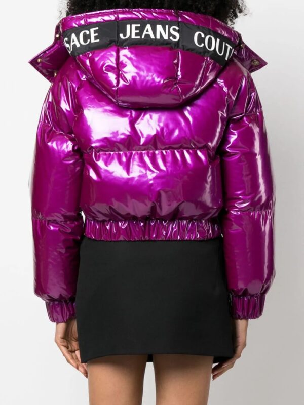 Versace Jeans Couture  glossy-finish hooded puffer jacket - Image 4