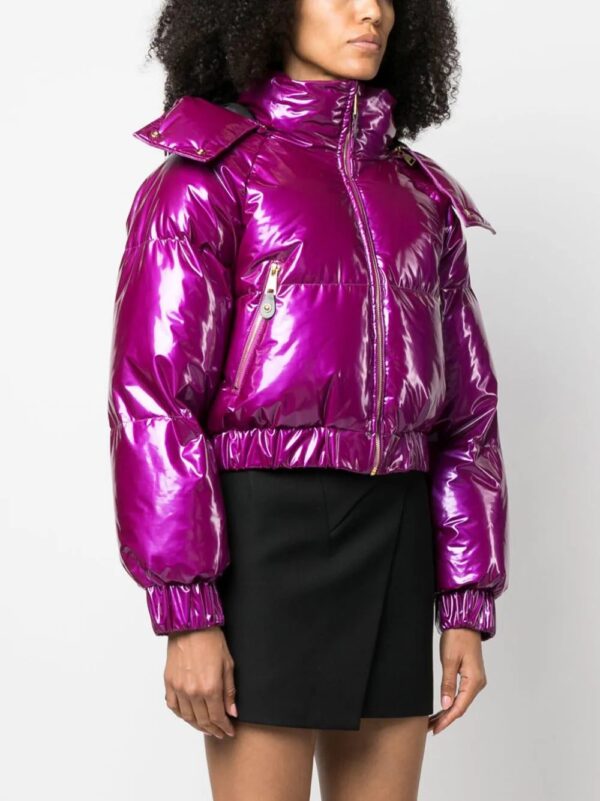 Versace Jeans Couture  glossy-finish hooded puffer jacket - Image 3