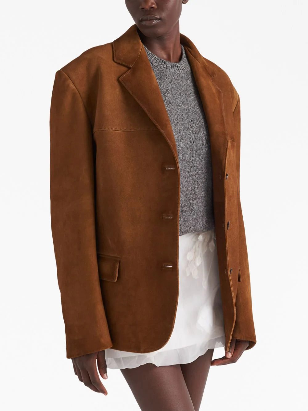 Prada single-breasted suede blazer - Image 4