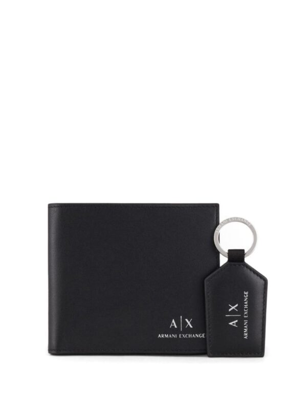 Armani Exchange logo-stamp wallet & keyring set