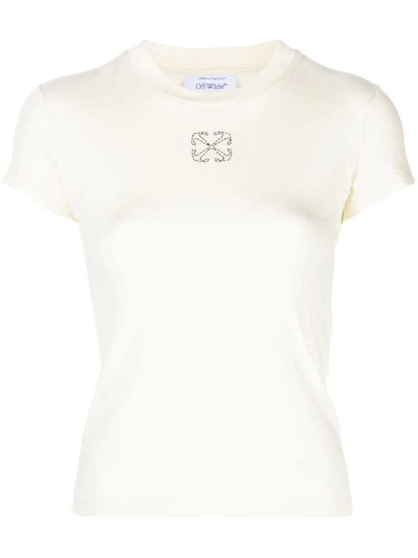 Off-White  Arrows-embroidered cotton T-shirt