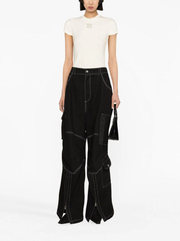 Off-White  Arrows-embroidered cotton T-shirt - Image 2