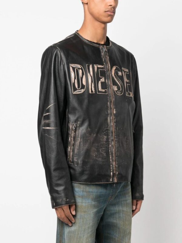 Diesel  L-Met logo-print leather jacket - Image 3
