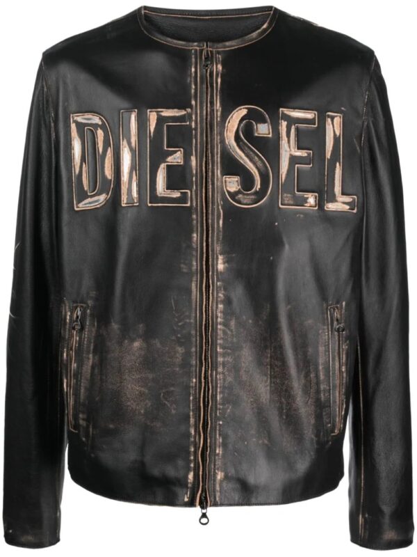 Diesel  L-Met logo-print leather jacket