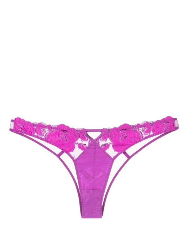 Fleur Du Mal  Rose embroidered bikini briefs