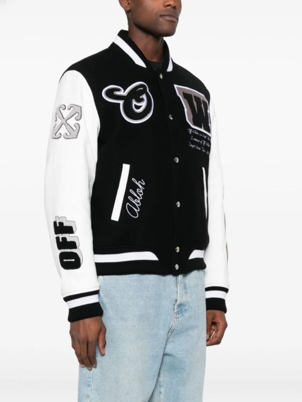 Off-White  Lea appliqué varsity jacket - Image 3