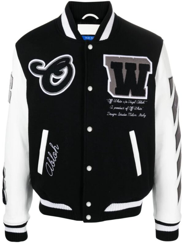 Off-White  Lea appliqué varsity jacket