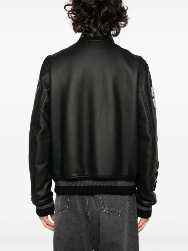 Off-White  logo-appliqué leather bomber jacket - Image 4