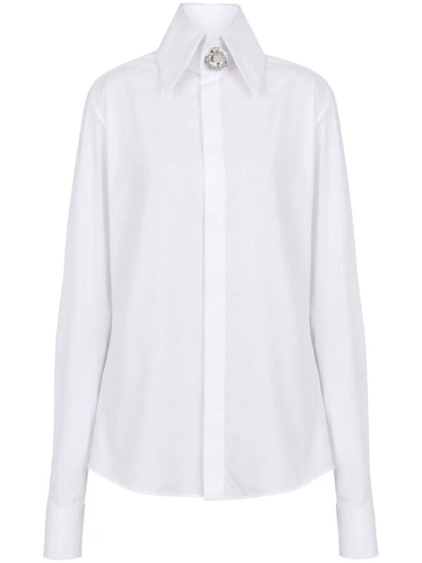 Balmain  jewel-embellished cotton-poplin shirt