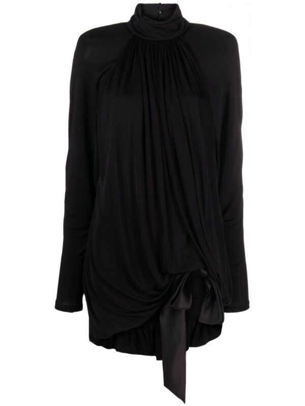 Saint Laurent high-neck draped minidress