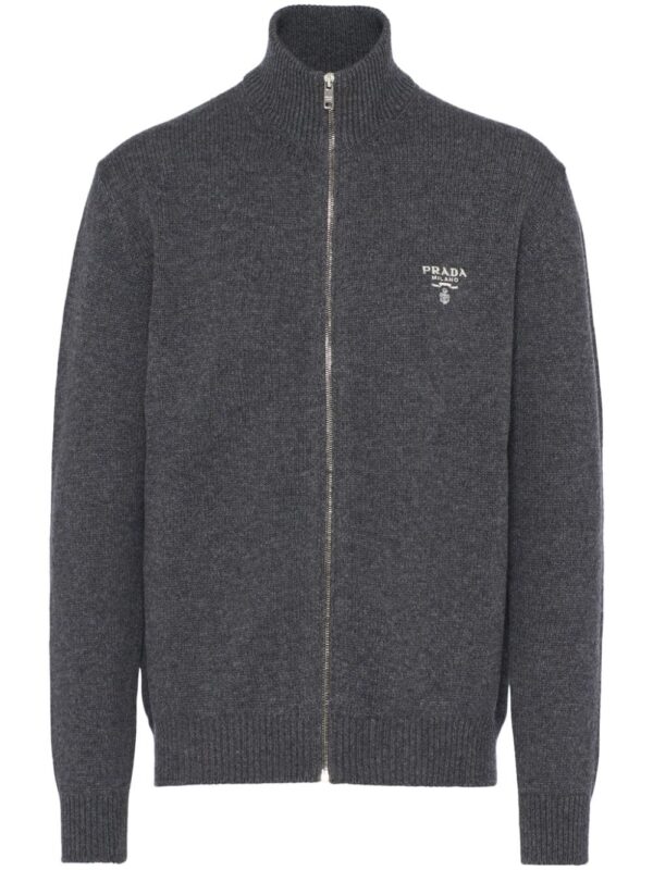 Prada logo-embroidered cashmere hoodie