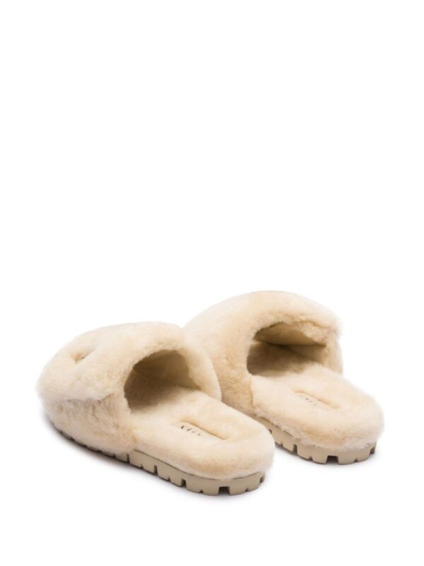 Prada triangle-logo shearling slides - Image 4