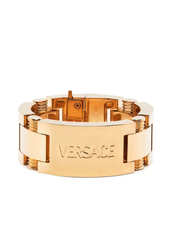 Versace  logo-engraved metal bracelet