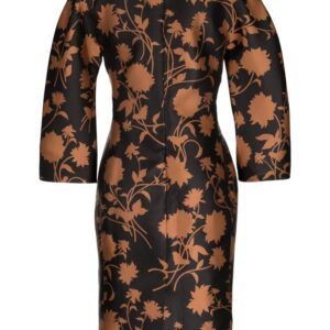Versace Floral Silhouette rounded midi dress