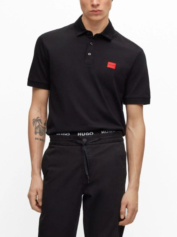 HUGO  logo-patch cotton polo shirt - Image 3