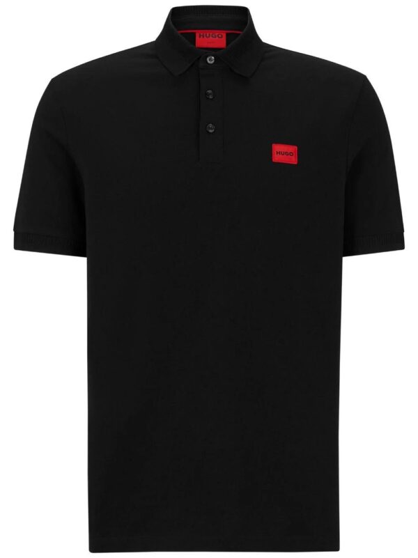 HUGO  logo-patch cotton polo shirt