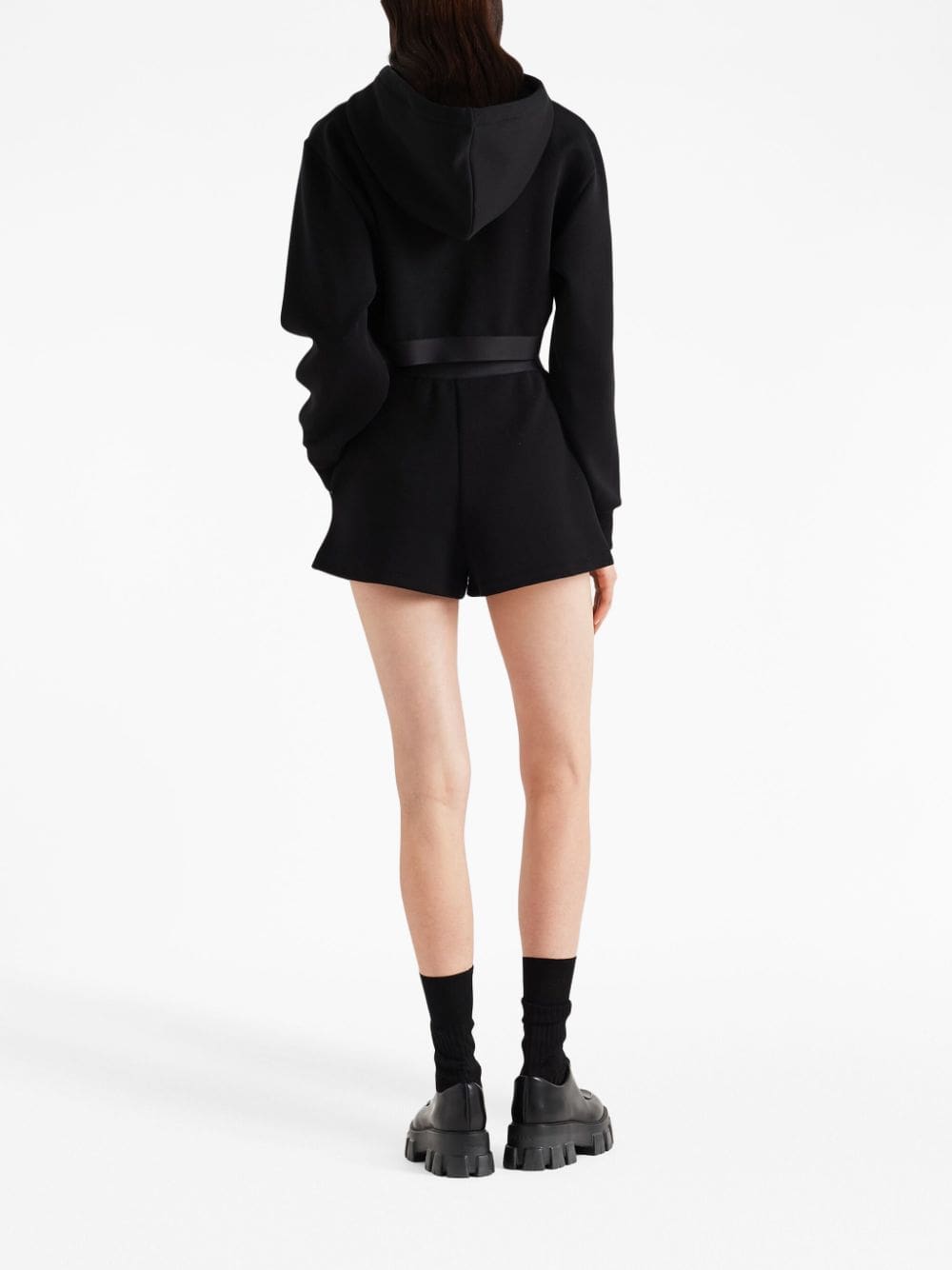 Prada logo-print cropped hoodie - Image 3
