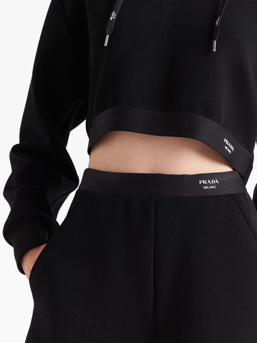 Prada logo-print cropped hoodie - Image 5